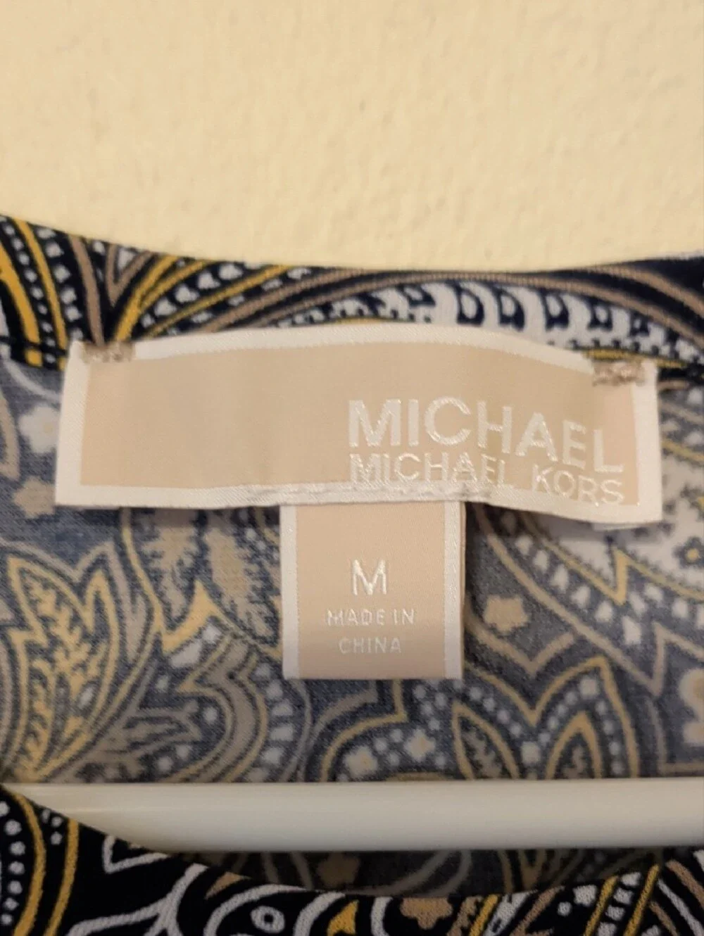 Michael Kors Black and Gold Paisley Cold-Shoulder Midi Dress